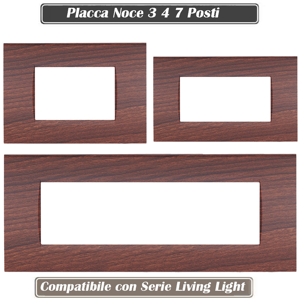 Placchetta a 3 4 7 posti color noce cassetta 503 compatibile con living light supporto cover