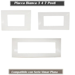Placchetta 3 4 7 posti bianca compatibile con vimar plana