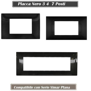 Placchetta 3 4 7 posti nera compatibile con vimar plana