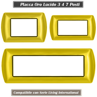 Placchetta oro lucido 3-7 posti compatibile living international 503