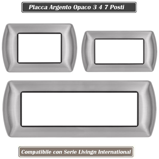 Placchetta in metallo a 3 4 7 posti argento opaco cassetta 503 compatibile con living international supporto cover