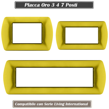 Placchetta per interruttore in metallo a 3 4 7 posti oro spazzolato cassetta 503 compatibile con living international supporto cover