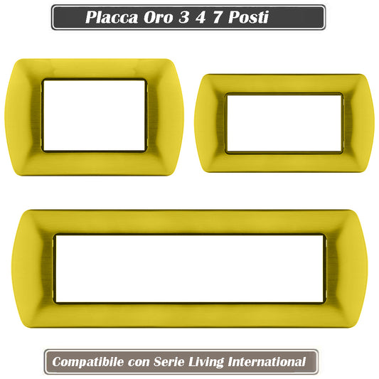 Placchetta per interruttore in metallo a 3 4 7 posti oro spazzolato cassetta 503 compatibile con living international supporto cover