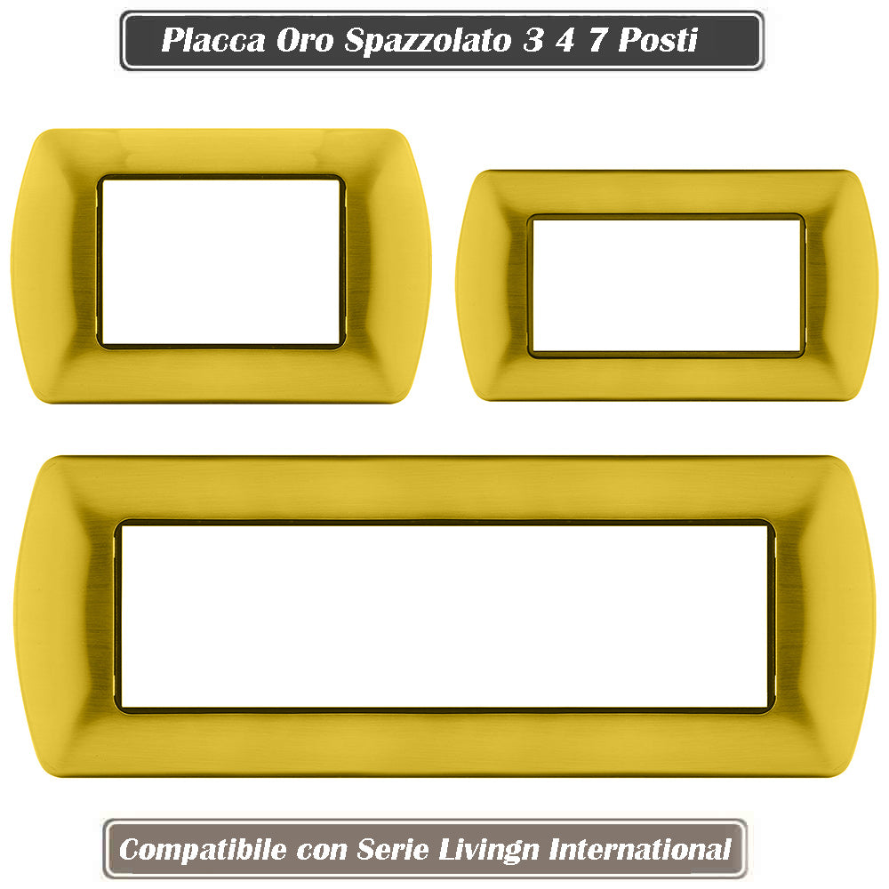 Placchetta in metallo a 3 4 7 posti oro spazzolato cassetta 503 compatibile con living international supporto cover