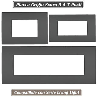 Placchetta grigio scuso 3-7 posti compatibile living light cassetta 503