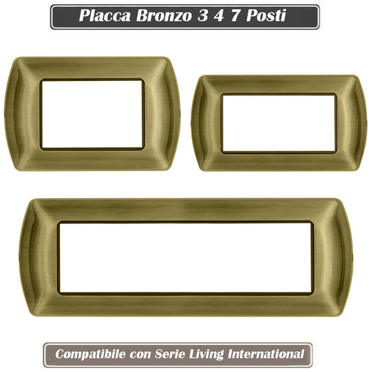 Placchetta in metallo a 3 4 7 posti bronzo cassetta 503 compatibile con living international supporto cover