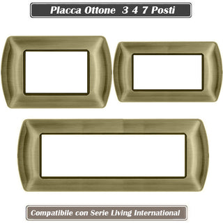 Placchetta ottone 3-7 posti compatibile living international