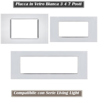 Placchetta in vetro bianca 3-7 posti compatibile living light 503