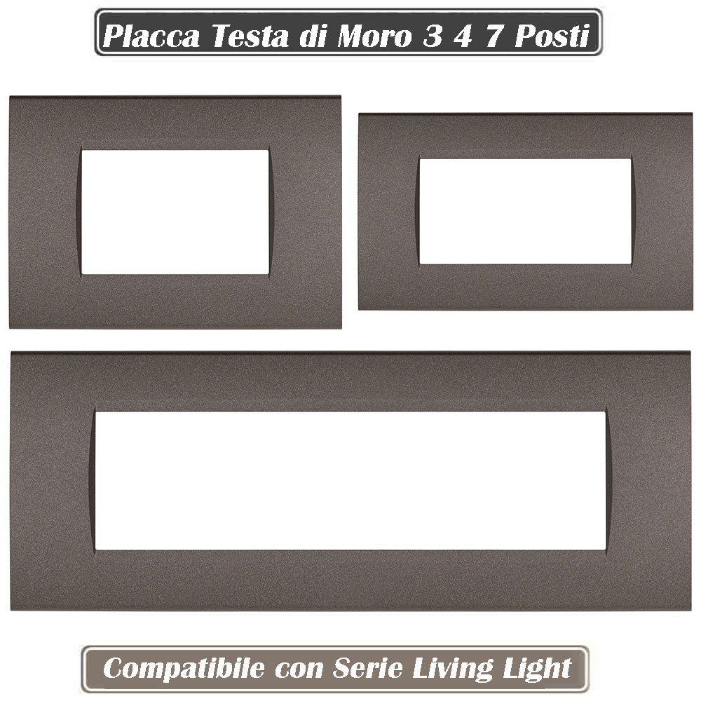 Placchetta a 3 4 7 posti testa di moro cassetta 503 compatibile con living light supporto cover