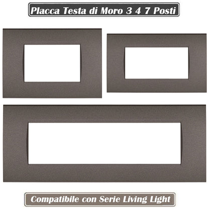 Placchetta a 3 4 7 posti testa di moro cassetta 503 compatibile con living light supporto cover