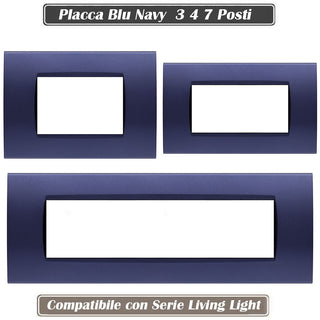 Placchetta 3 4 7 posti blue navy compatibile con vimar plana