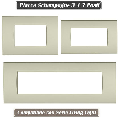 Placchetta a 3 4 7 posti champagne cassetta 503 compatibile con living light supporto cover