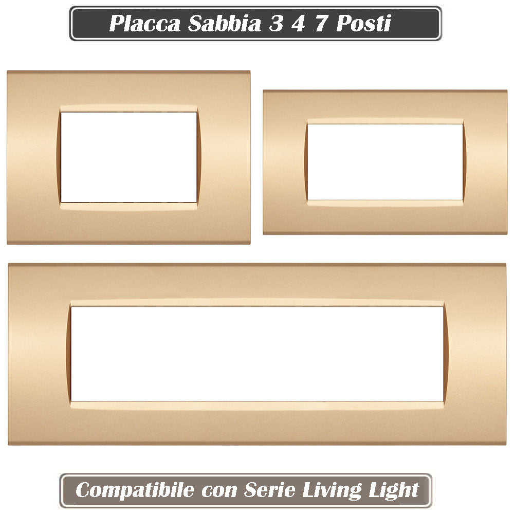 Placchetta a 3 4 7 posti sabbia cassetta 503 compatibile con living light supporto cover