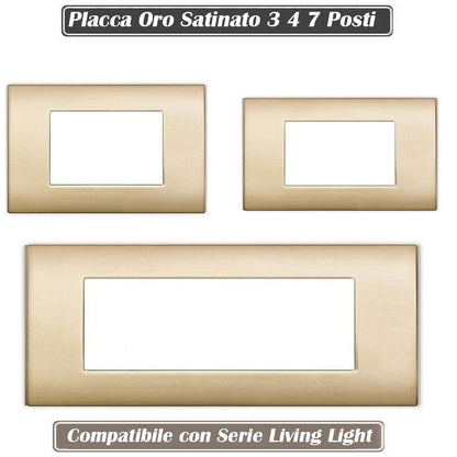 Placchetta a 3 4 7 posti oro satinato cassetta 503 compatibile con living light supporto cover