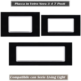 Placchetta in vetro nera 3-7 posti compatibile living light 503