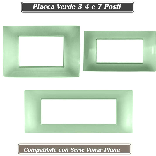 Placchetta per interruttore a 3 4 7 posti verde cassetta 503 compatibile con vimar plana supporto cover