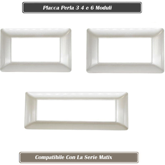 Placchetta per interruttore a 3 4 6 posti bianco perla cassetta 503 compatibile con btcino matix supporto cover