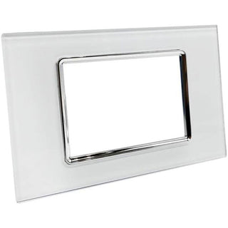 Placchetta in vetro bianca 3-7 posti compatibile living light 503