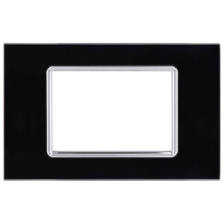 Placchetta in vetro nera 3-7 posti compatibile living light 503
