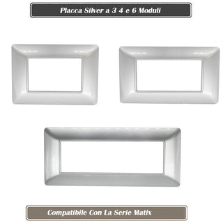 Placchetta3 4 6 posti silver compatibile con matix cover
