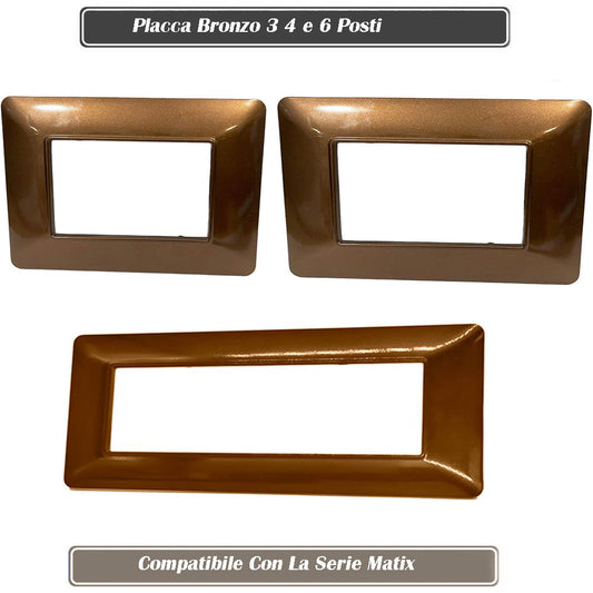 Placchetta per interruttore a 3 4 6 posti bronzo cassetta 503 compatibile con btcino matix supporto cover