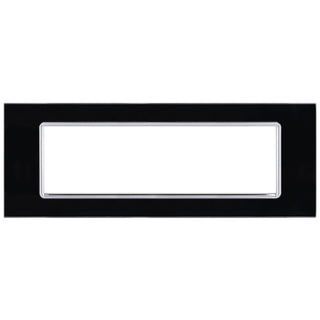Placchetta in vetro nera 3-7 posti compatibile living light 503