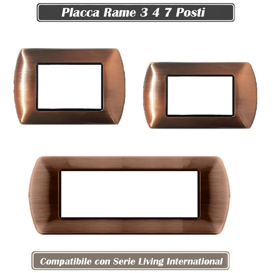 Placchetta in metallo a 3 4 7 posti rame cassetta 503 compatibile con living international supporto cover