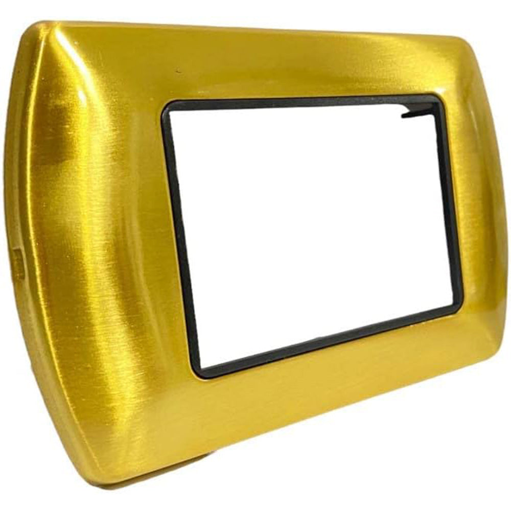 Placchetta per interruttore in metallo a 3 4 7 posti oro spazzolato cassetta 503 compatibile con living international supporto cover