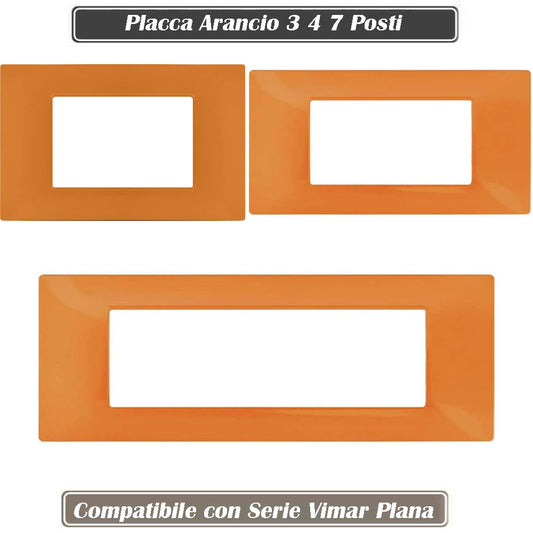 Placchetta per interruttore a 3 4 7 posti arancio cassetta 503 compatibile con vimar plana supporto cover