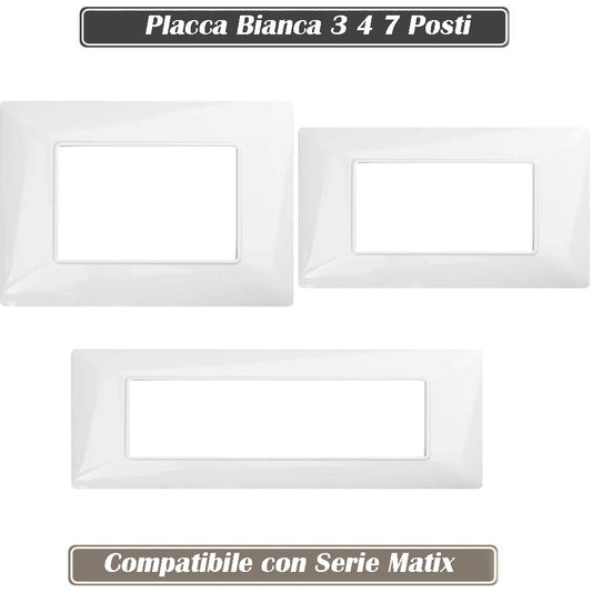 Placchetta per interruttore a 3 4 7 posti bianco cassetta 503 compatibile con matix supporto cover