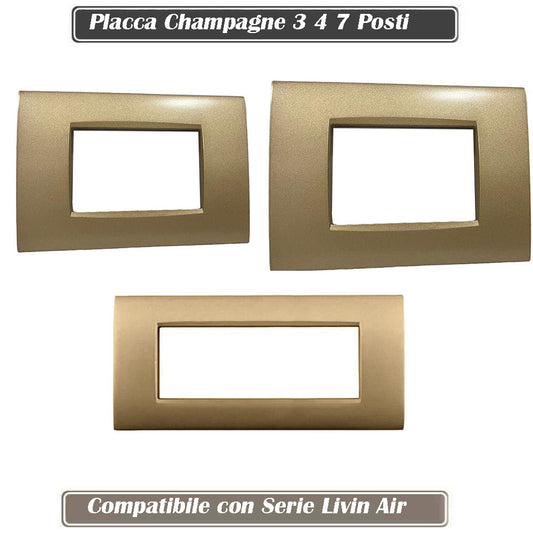 Placchetta per interruttore a 3 4 7 posti champagne cassetta 503 compatibile con living air supporto cover