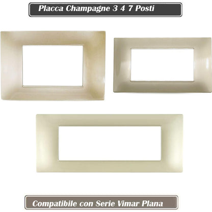 Placchetta per interruttore a 3 4 7 posti champagne cassetta 503 compatibile con vimar plana supporto cover