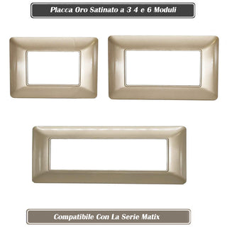 Placchetta 3 4 6 posti oro satinato compatibile con matix cover
