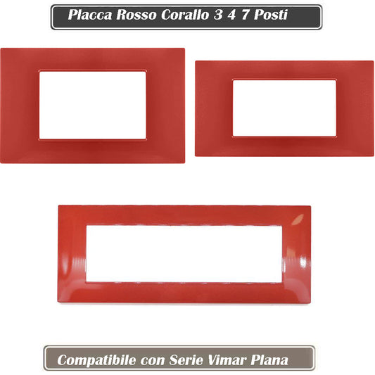 Placchetta per interruttore a 3 4 7 posti corallo cassetta 503 compatibile con vimar plana supporto cover