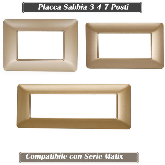 Placchetta per interruttore a 3 4 7 posti sabbia cassetta 503 compatibile con btcino matix supporto cover