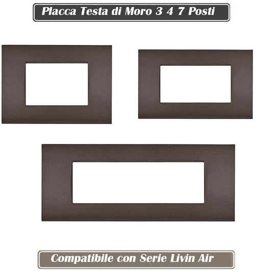 Placchetta per interruttore a 3 4 7 posti testa di moro cassetta 503 compatibile con living air supporto cover