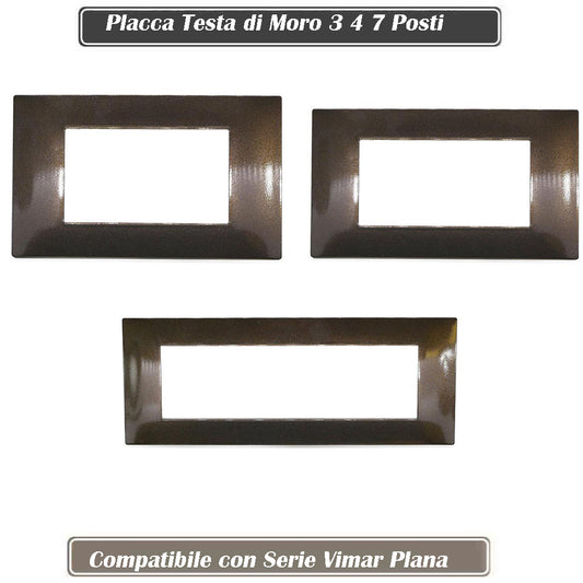 Placchetta per interruttore a 3 4 7 posti testa di moro cassetta 503 compatibile con vimar plana supporto cover