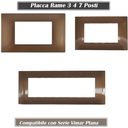 Placchetta per interruttore a 3 4 7 posti rame cassetta 503 compatibile con vimar plana supporto cover