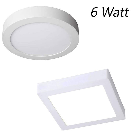 Plafoniera led montaggio esterno 6 watt cct tre colorazione di luce fredda calda naturale selezionabile