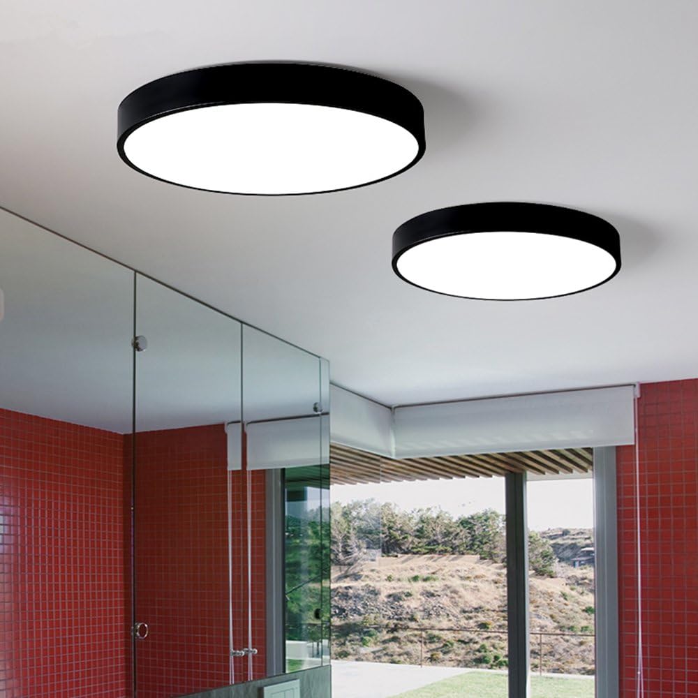 Plafoniera a led 70 watt rotonda lampada da soffitto nero lampadario a luce fredda o naturale