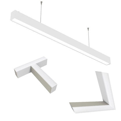 Lampadario lineare a sospensione da soffitto bianco 40 watt connettore di giunzione a T 15 watt o a L 12 watt tecnologia cct