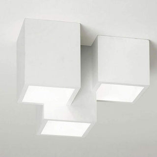 Lampada in gesso da soffitto a 3 cubi lampadario verniciabile GU10