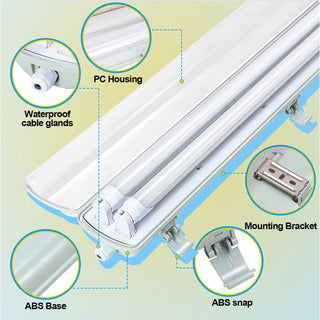 Plafoniera per 2 tubi a led neon attacco t8 g13 60 120 150 cm IP65
