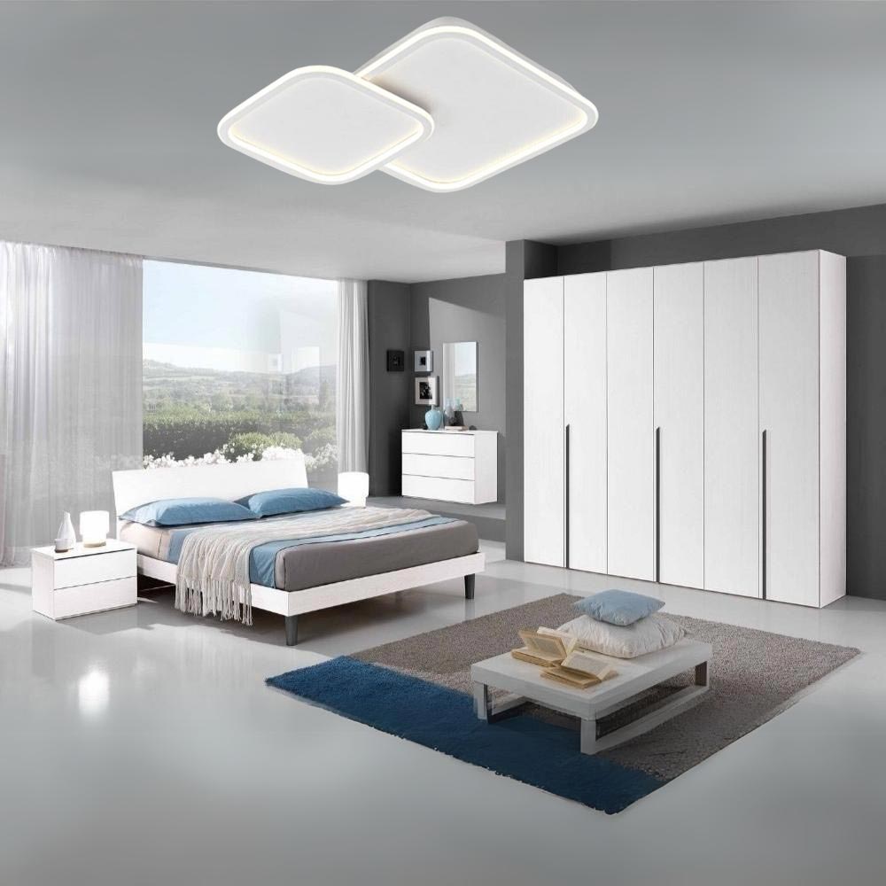 Plafoniera a led due rombi a cct tripla colorazione di luce fredda calda naturale  60 watt lampada da soffitto