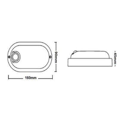 Plafoniera a led per esterno con sensore di movimento 9 watt 6500k tonda o ovale IP56