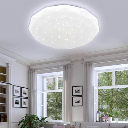 lafoniera da soffitto 36 led 36 watt smd 2835 bianca con scocca lavorata e punti trasparenti luce calda 3000k naturale 4000k e bianca fredda 6500k