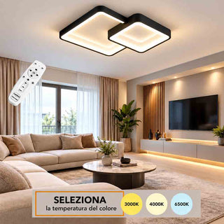 Plafoniera LED 58W Nero Dimmerabile con Telecomando