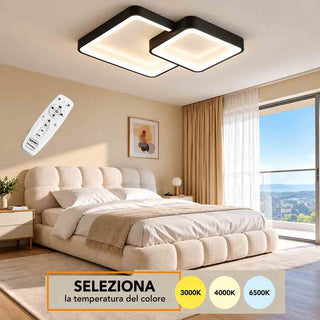 Plafoniera LED 58W Nero Dimmerabile con Telecomando