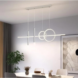 Lampadario 2 anelli e punto luce bianca a luce fredda naturale calda