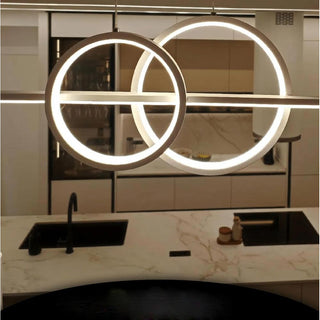 Lampadario 2 anelli e punto luce bianca a luce fredda naturale calda